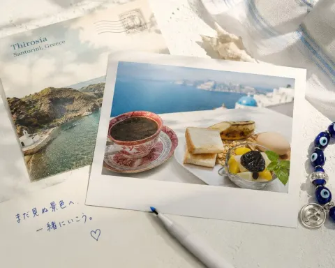 Santorini Breakfast Flatlay