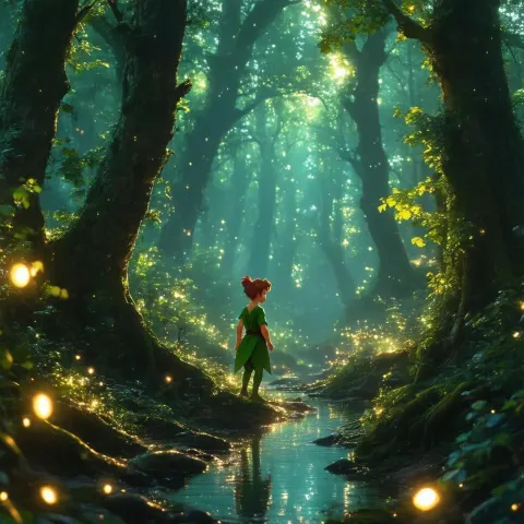 Peter Pan Among Floating Fairy Lights