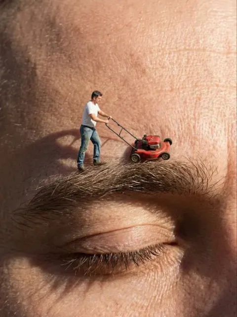 A Miniature Person Doing Eyebrows
