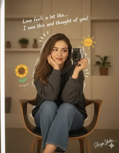 Realistic Photo with Illustrated Sticker Overlay