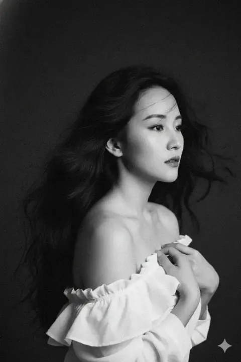 90s Retro Black and White Portrait