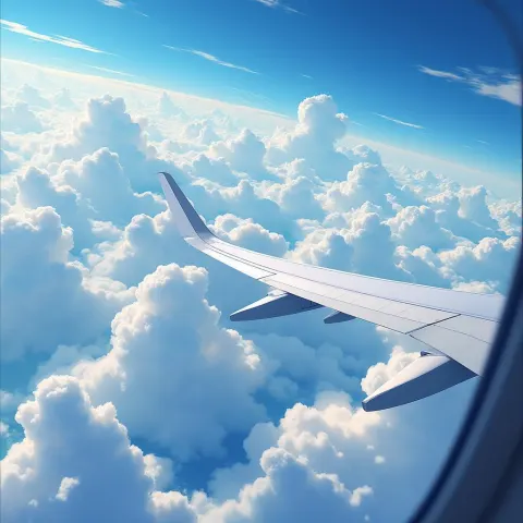 Anime Cloudscape From an Airplane Window Seat