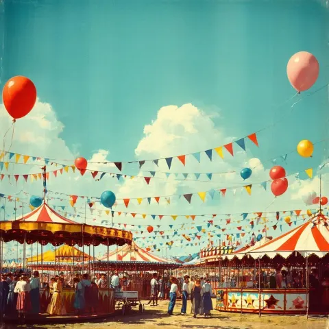 Nineteen Fifties American Fair With Bright Bunting