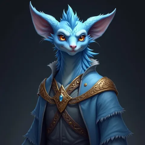 Regal Blue Skinned Creature in Shadowed Splendor