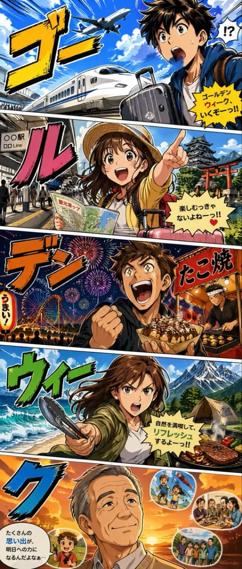 Golden Week Manga Travel Poster