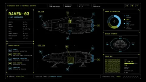 Sci-Fi Light Freighter Schematic HUD