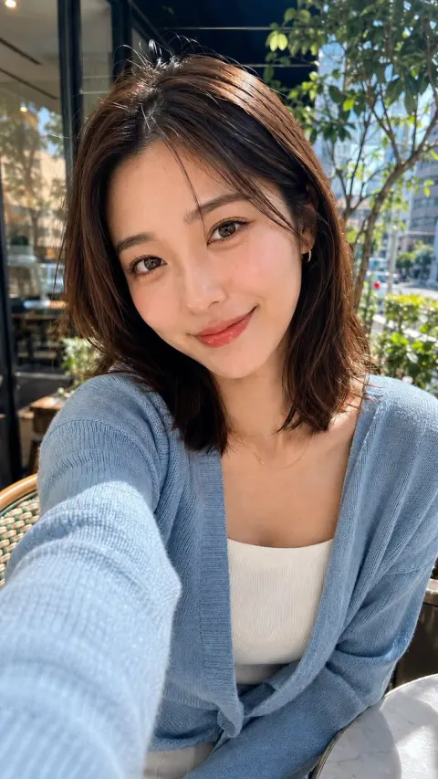 Japanese Cafe Portrait Selfie
