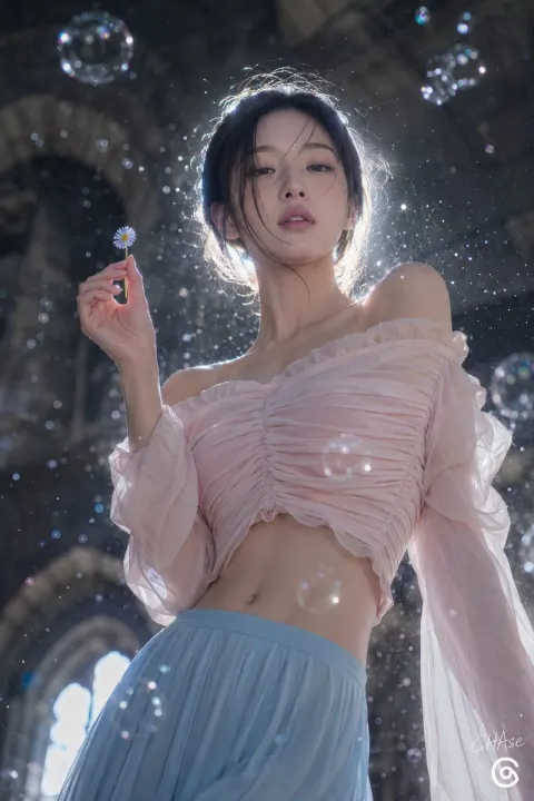 Hyper Realistic Dreamy Low Angle Portrait