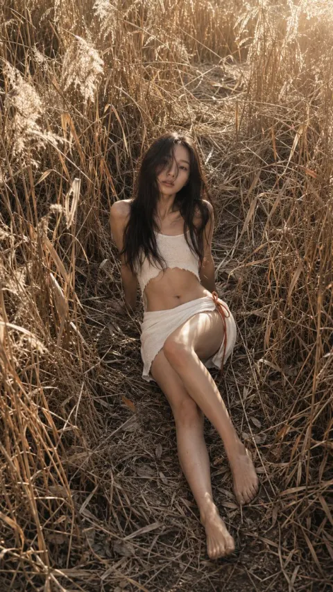 Cinematic Portrait in Dry Tall Grass