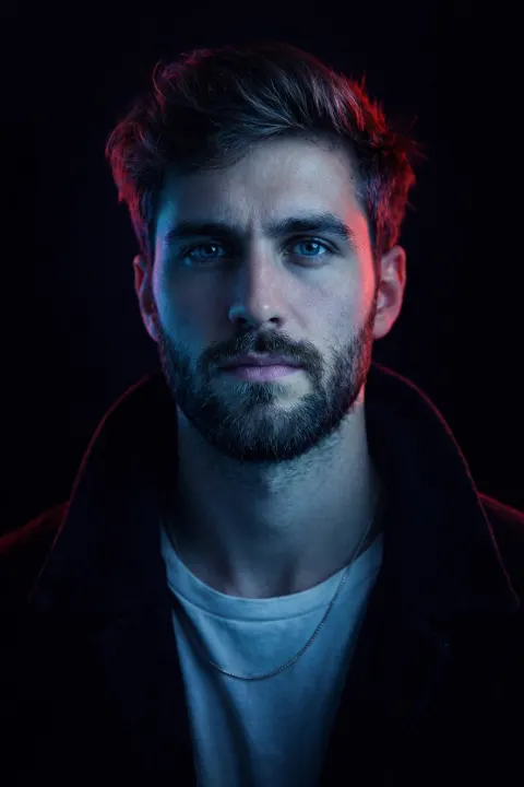 Cyberpunk Neon Split Lighting Portrait
