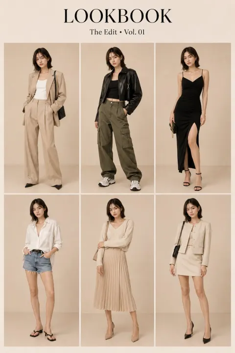 Korean Luxury Fashion Lookbook Grid