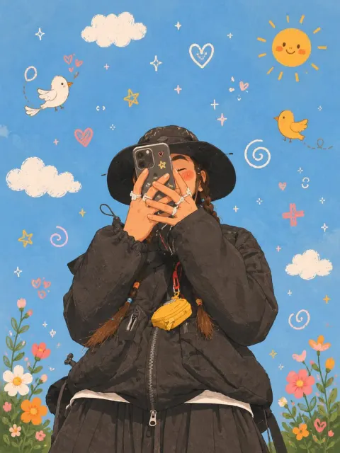 Korean-Inspired Whimsical Doodle Art