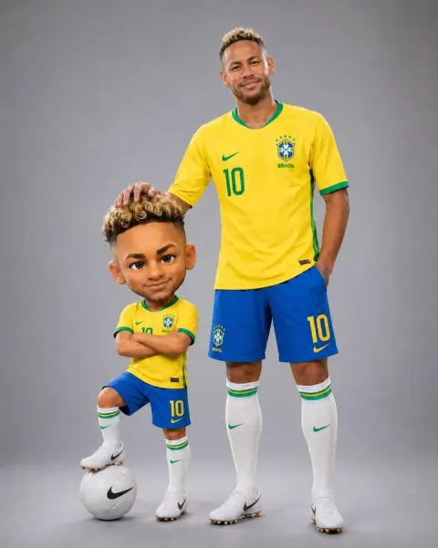 Footballer with Chibi Mini-Me Portrait