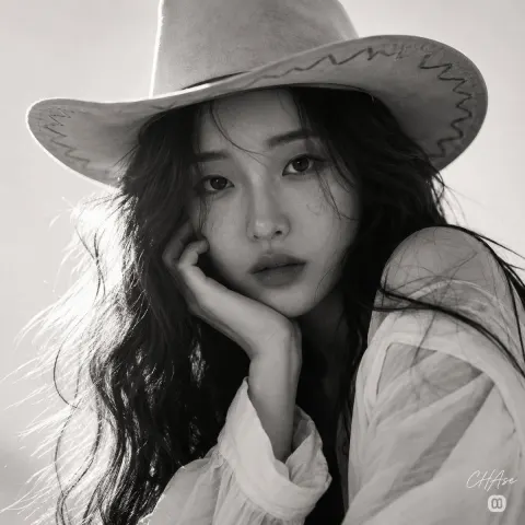 Monochrome Western Cowgirl Portrait