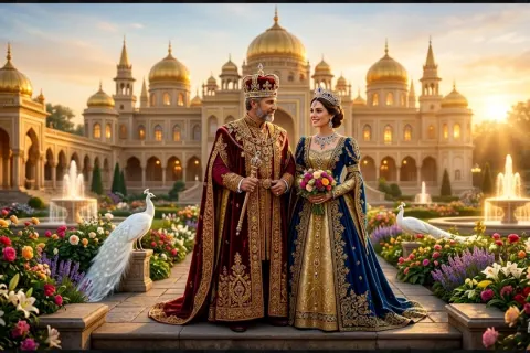 Colorful Royal Sunrise Palace Scene
