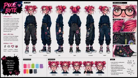 Punk Cartoon Character Sheet