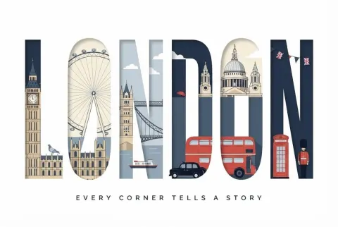 Typographic Travel Poster with Inner Scenes