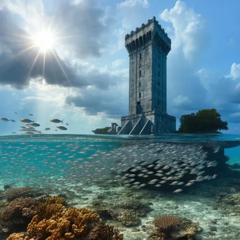 Ancient Alien Tower Rising From Gulf Waters