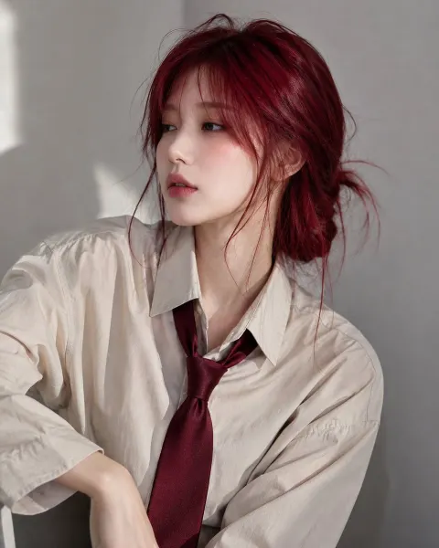 Crimson Braid Japanese Office Style Portrait