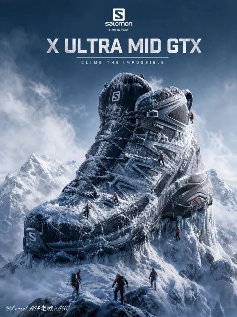 Hiking Boot Mountain Landscape Poster