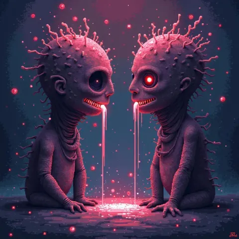 Eight Bit Emotions in Beksinski Pixel Palette