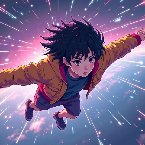 Pixel Teenager Soaring Through the Metaverse