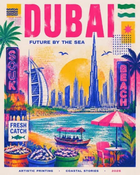 Dubai Risography Travel Poster