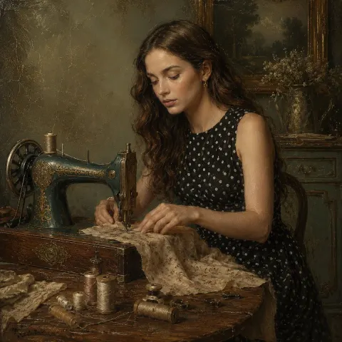 Old Master Style Sewing Scene