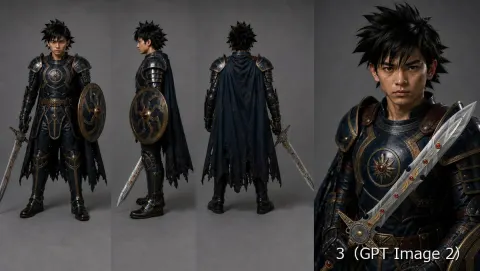 Fantasy Knight Character Turnaround Sheet