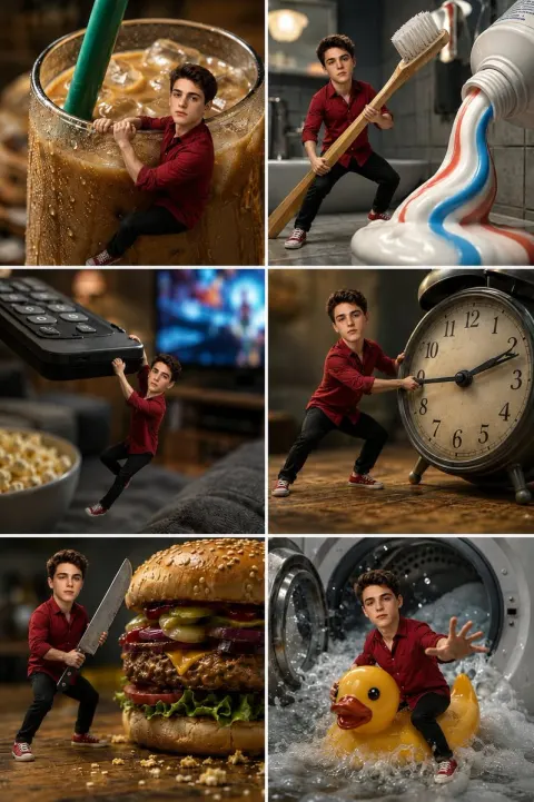 Miniature Man Household Survival Collage