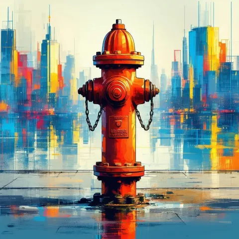 Glowing Fire Hydrant in a Futuristic City