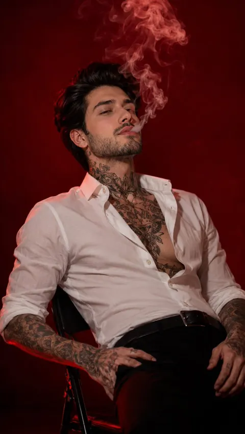 Cinematic Studio Red Background Portrait