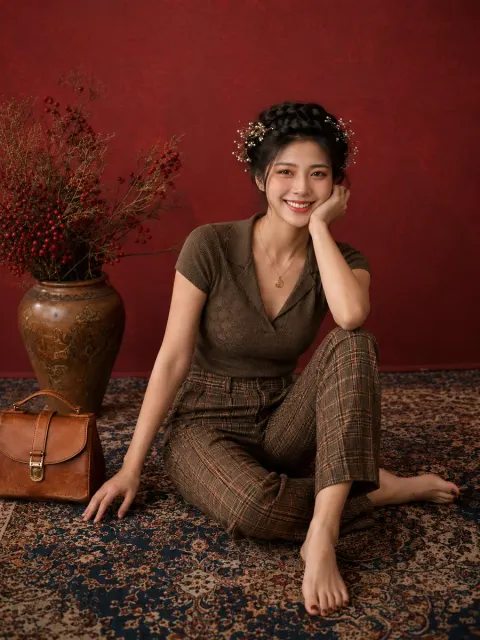 Elegant Studio Rug Portrait