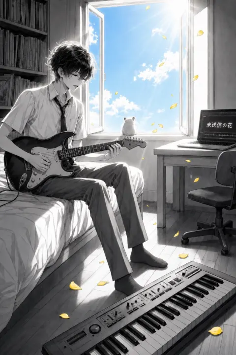 Anime Bedroom Guitar Album Cover