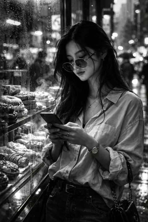Black and White Street Fashion Snapshot