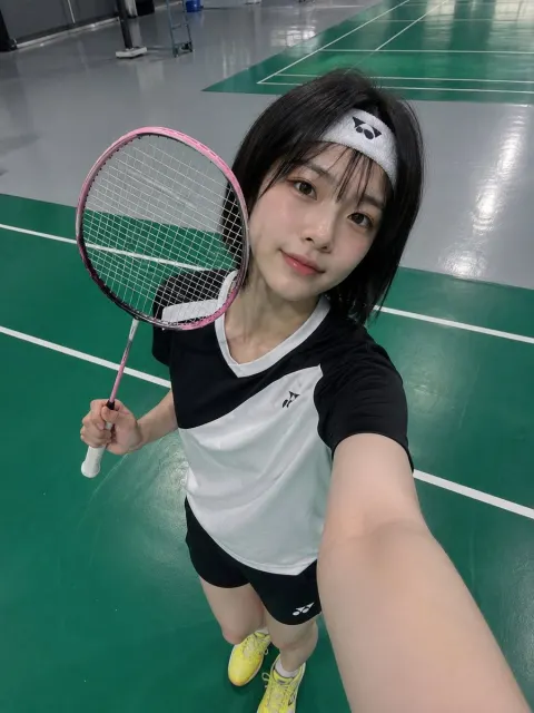 Realistic Japanese Badminton Selfie