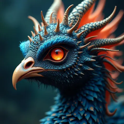 Darkiron Peacock Monster in Cinematic Grain