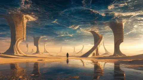 Surreal Desert Ocean Horizon