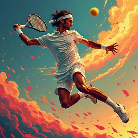 Roger Federer in Mucha Style Vector Grace