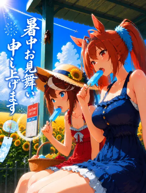 Summer Horse Girls at Bus Stop