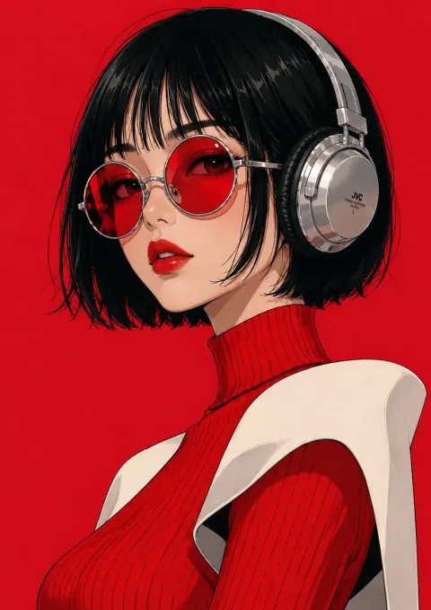 Retro Pop Art Anime Fashion Portrait