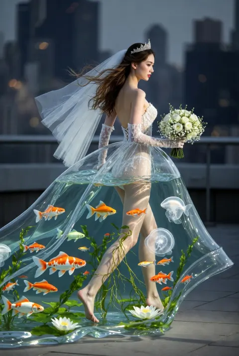Aquarium Wedding Gown Bride