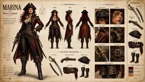Pirate RPG Character Design Sheet