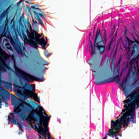 Death Note Kira Rendered in Retro Pixels