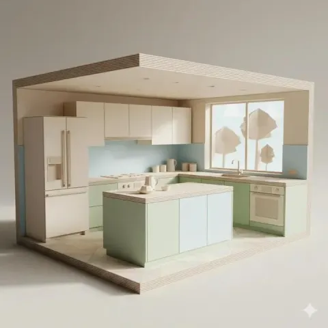Origami Kitchen Cutaway