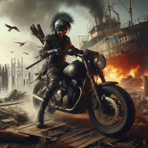 Punk Warrior in Ruined Fishing Port