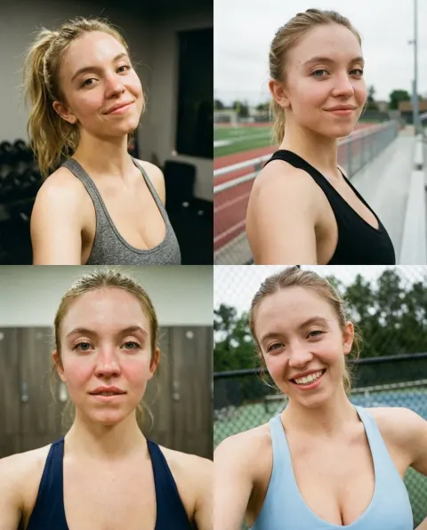 Sydney Sweeney Sports Selfie Collage Prompt