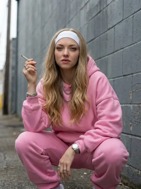 Urban Streetwear Editorial Portrait Prompt (Pink Tracksuit)