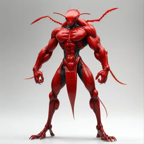 Aggressive Red Ant Humanoid Fantasy Sculpture