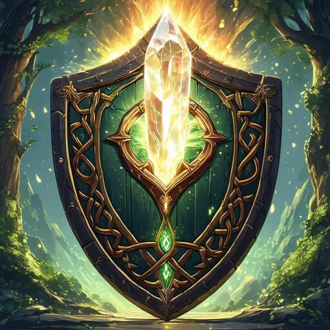 Celtic Shield With a Glowing Crystal Heart
